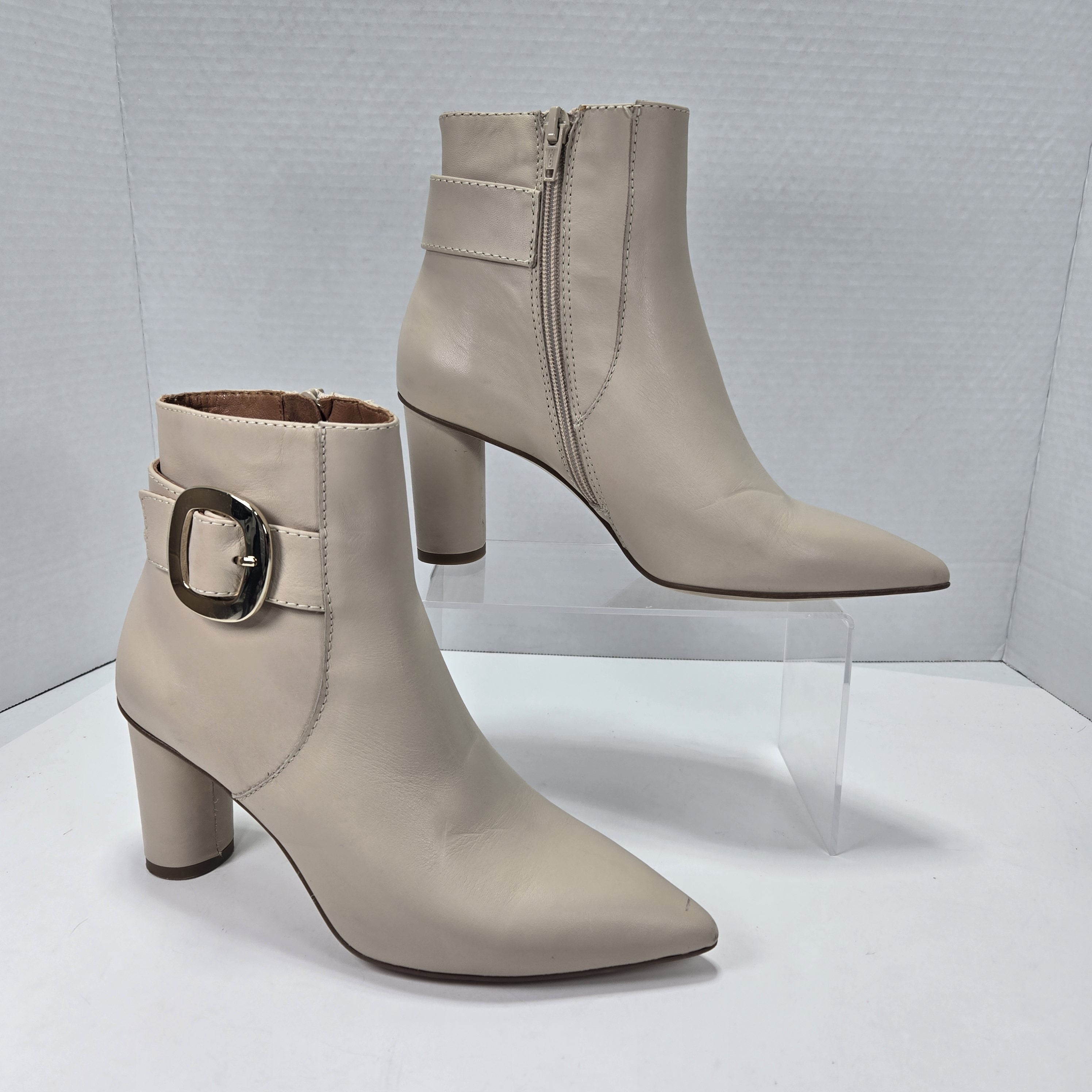 Marian Made In Spain Luxurious Soft Leather Beige Ankle Boots Size Eu 37 Us 6